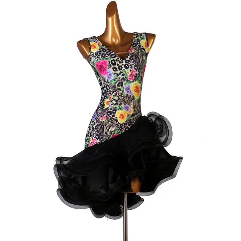 

Платье для латинских танцев; женское платье для латинских танцев; платья для латинских танцев с цветочным принтом; LQ014