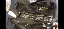 Jacket Punk Biker-Coat Rivets Leather Short Letters-Print Motorcycle Women Outwear Ailegogo