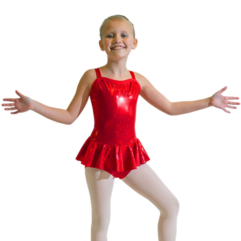 Girls Kids Ballet Jazz Dancewear Costume Sparkly Dance Dress Modern Shiny Outfit 