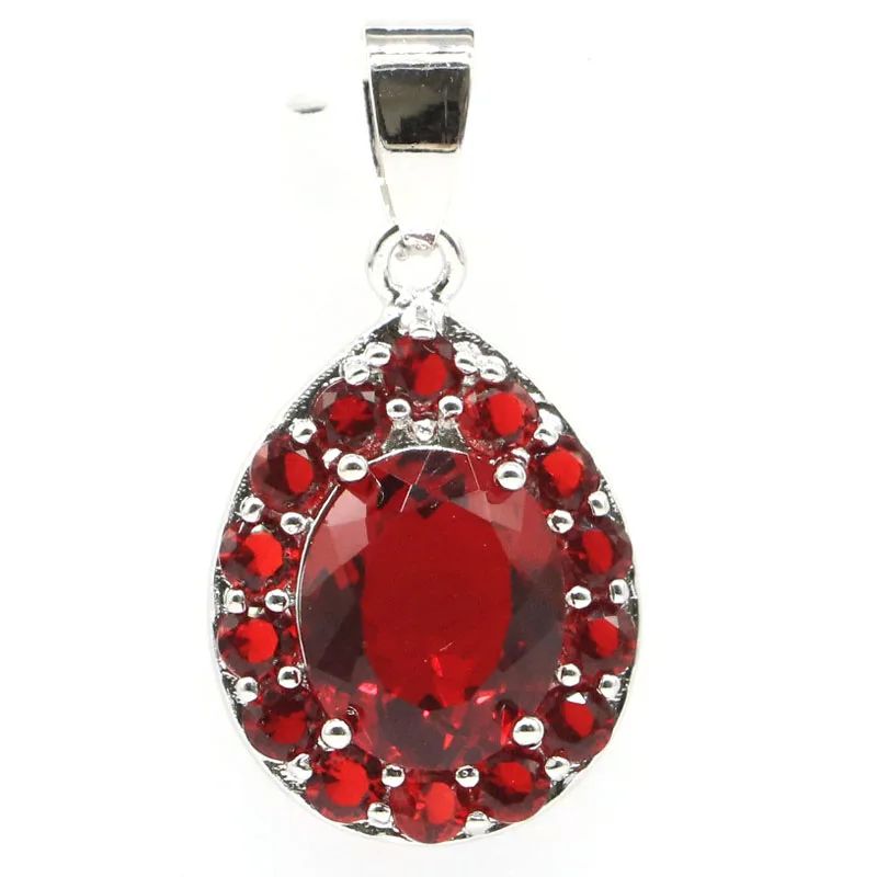 30x16mm SheCrown Pretty Drop Created Red Blood Ruby подарок для дам серебряный кулон|stone pendant|crystal stone