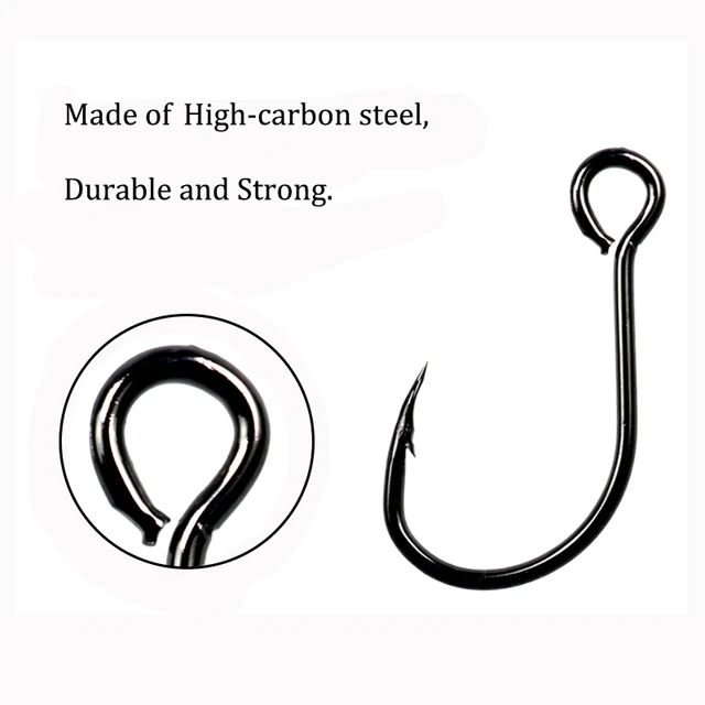 50pcs Fishing Hooks Set Barbed Inline Single Hook High Carbon Steel Fishinhook Fishing Accessories Tackle For Spoon Spinner Bait 3