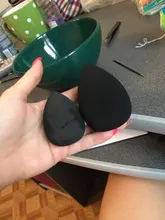 Aplicador de maquillaje negro, esponja supersuave, licuadora de polvo, base suave, contorno, difuminado