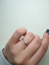 ZHOUYANG-Anillo delicado delgado de estilo minimalista con una mini perla, joyería fina, color amarillo claro dorado