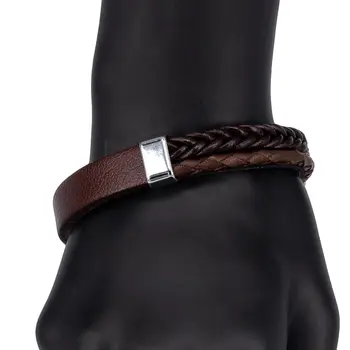 

Leather bracelet (genuine leather, magnetic lock, Brown) 55456