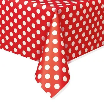 

Red polka dot plastic tablecloth