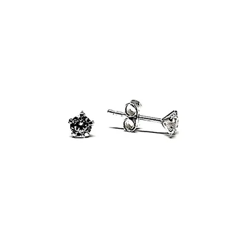 

Earring 925 sterling silver m Smooth 4mm. Cubic zirconia claw [AA9202]