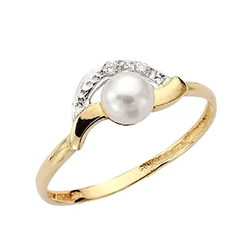 

Ring Two-tone gold 9k pearl center band zircons first communion girl