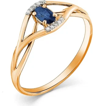 

Master brilliant ring with sapphire and diamonds in red gold