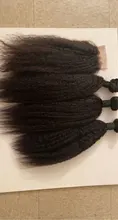 Kinky Straight Hair Closure Weave Bundles Yaki Dolago-Extensions Coarse 100%Human-Hair