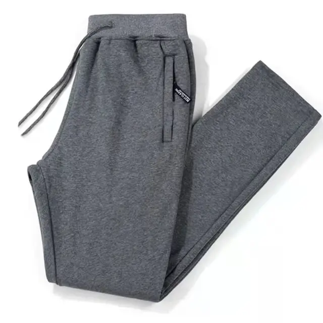 Fitness Muscle Gray Jogging Pants Solid Running Pants Men Sport Pencil Pants Men Cotton Soft Bodybuilding Joggers Gym Trousers Zip pocket