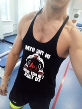 Camisetas de culturismo sin mangas con tirantes para hombre, Tops divertidos de verano de Anime sin dolor, chaleco sin ganancia, ropa de Fitness, camisetas de gimnasio de algodón