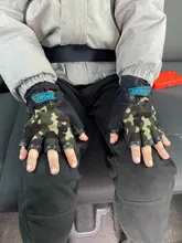 Guantes de Ciclismo de medio dedo para niños, de camuflaje, alta elasticidad, antideslizantes, equipo de ciclismo