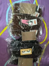 Mágico Pelo Rizado Afro tejido de pelo sintético 16-20 pulgadas 7 unids/lote mechones con cierre encaje africano extensores de cabello para mujer