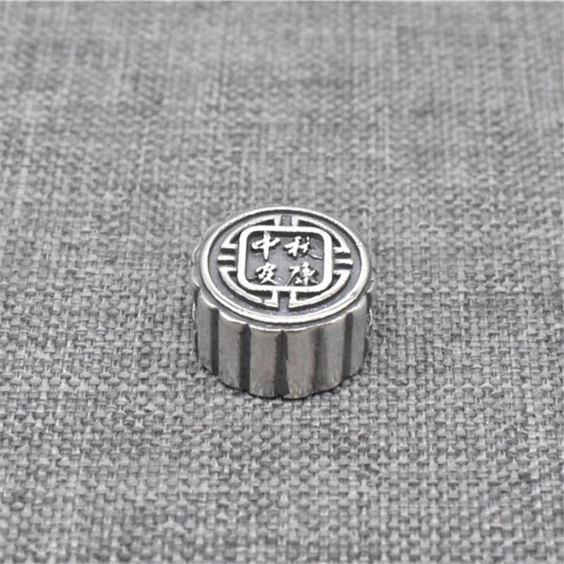 

2pcs of 925 Sterling Silver Mid-Autumn Festival Moon Cake Beads for Necklace Bracelet