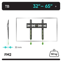 ONKRON кронштейн для телевизора 32"-65" фиксированный, чёрный FM2 ONKRON кронштейн для телевизора 32"-65" фиксированный, чёрный FM2
