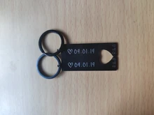 Llavero personalizado de corazón para parejas, soporte para llaves King con grabado de nombre y fecha y cadena de anillos, regalo novias y novios