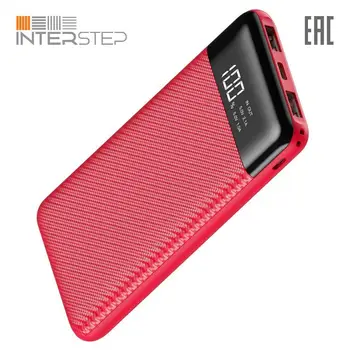 

Внешний аккумулятор INTERSTEP PB10DPD 10000мАч microUSB/TypeC дисплей красный