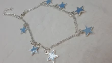 2019 nueva moda luminosa playa vientos azul estrella pentagonal borla tobillera cadena tobilleras para mujer Sandalias pies descalzos 4g