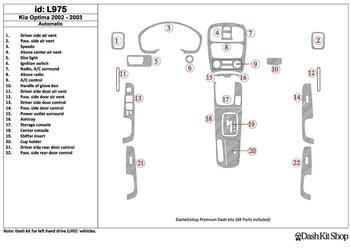 

Interior lining for Kia Optima 2002-2003. Set L975.