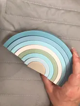1Set bebé Arco Iris colores de silicona apilar juguetes Montessori creativo juguetes libres de bisfenol A de silicona de grado de alimentos de la educación temprana y regalos de los niños