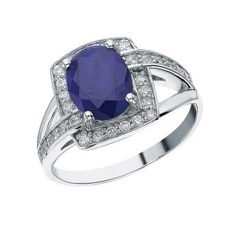 

Silver ring with sapphires and cubic zirconia sunlight sample 925
