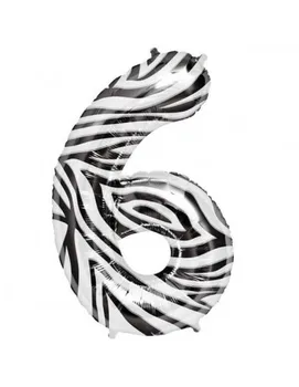 

Balloon Number 6 86cm Zebra-Foil Polyamide-NSB00872