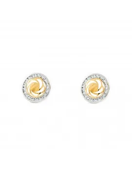 

Earrings Two-Color flower cut fence in circon (9kts)
