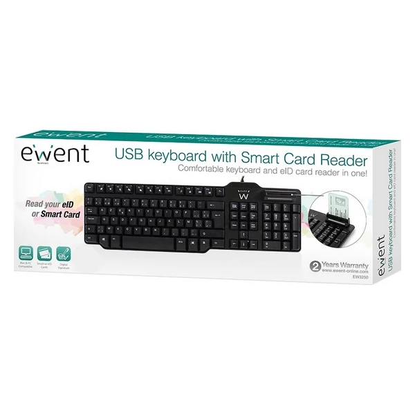 Keyboard with Reader Ewent EW3252 DNI Black(Spanish