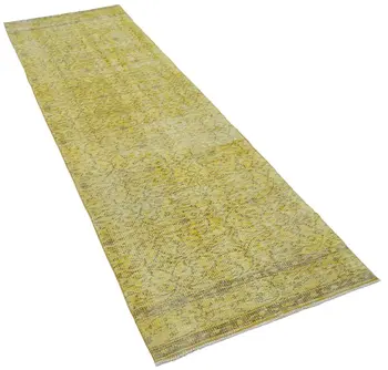 

86x283 Cm Yellow Handmade Overdyed Runner Rug-3x9 Ft