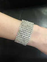 Pulsera elástica con diamantes de imitación de cristal para mujer, brazalete de oro ostentoso, joyería nupcial para boda, 4/5/8 filas