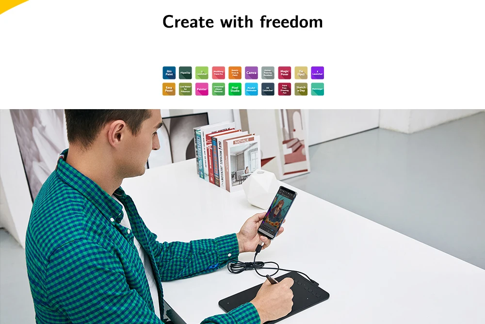 Tablet, 8 Express Keys, 8192 níveis, 60