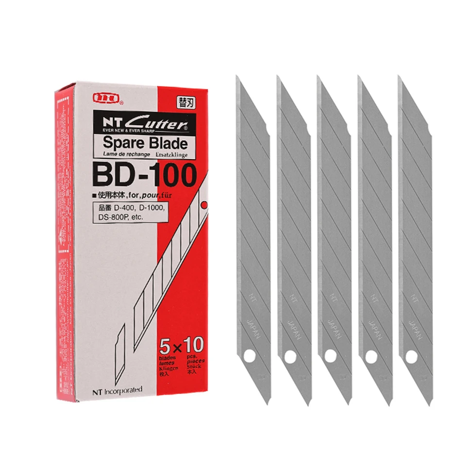 50팩 일본산 NT 커터 블레이드 BD-100 - 전문가용 30 °   9mm 비닐 랩 및 자동차 틴트 커팅 도구 교체용 블레이드