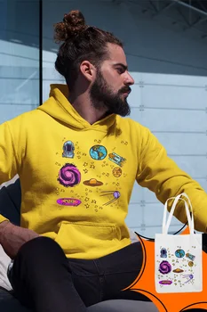 

Angemiel Wear Space And Prints Yellow Men 'S Hooded Sweatshirt Bags Kombin