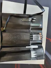 Nuevo estilo de cuero de la PU monedero bolsa de maquillaje Pem lápiz caso cosmético bolso Retro