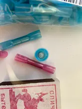 Terminales a tope termorretráctiles, conectores de Cable eléctrico aislados, prensado de 16-14 AWG, color azul, Conector de terminales, 25/50 Uds.