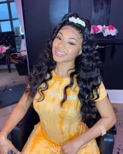 Tinashe-Peluca de cabello humano ondulado con encaje Frontal, peluca de cabello humano brasileño con cierre de 4x4 6x6, densidad del 250, 28 y 30 pulgadas