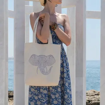 

Angemiel Bag Purple Striped Simple Vector Elephant Shopping Beach Tote Bag