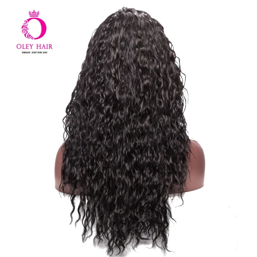 Оли Высокая температура Синтетические волосы черный парик Glueless L часть парики для женщин на каждый день/Косплей Длинные воды волна кружева передний парик