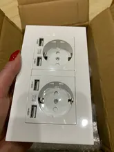 Delviz-Toma corriente con USB estándar para la UE, enchufe de pared con 2 salidas, panel de alimentación CA 110 ~ 250V, de calidad 16A, doble marco, 146x86mm