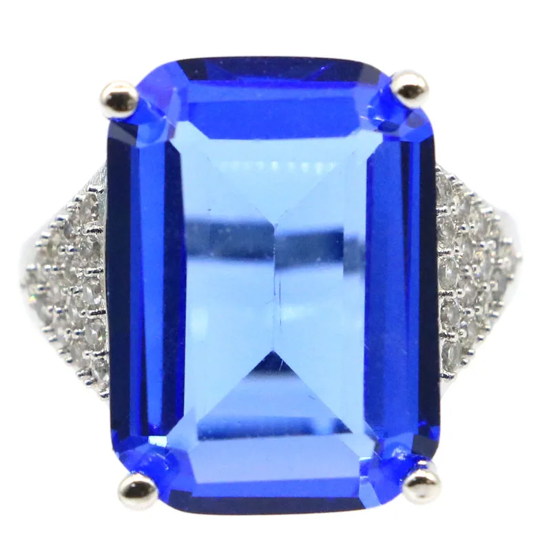 

7.5# Romantic Big Blood Ruby, CZ Woman's Party Wedding Gift 925 Silver Ring 30x17mm