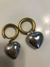 Earrings Heart-Shaped Kshmir Metallic Gold Womens Fashion Exaggerated Round