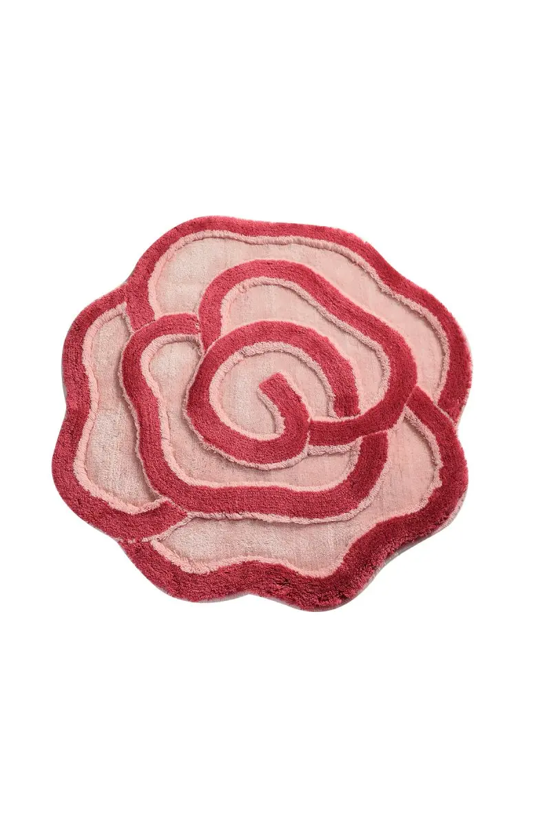 

Big Rose 90X90 cm Bath Mat | Decorative Bathroom Mats | Different Colours To Inside | Non slip & Anti Mould Mats |