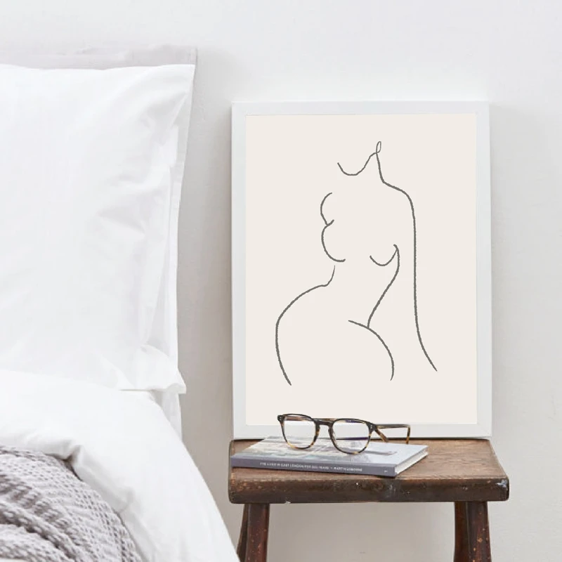 Female Abstract Purple Canvas Painting Wall Decoration