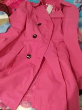 Gabardina de manga larga para mujer, abrigo largo de encaje, gabardina de talla grande, Primavera/otoño