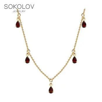 

Sokolov necklace in Gold with grenades, fashion jewelry, gold, 585, women's male