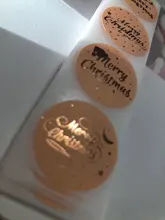 Pegatinas de Feliz Navidad de oro rosa para álbum de recortes, 1 pulgadas, 100-500 uds, etiquetas de sellado para fiesta, bricolaje, embalaje, pegatinas de papelería