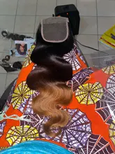 Lace Closure Bundles Weaves-Extension Remy-Hair Body-Wave Spark Ombre 100%Human-Hair