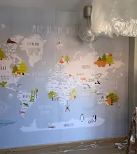 Custom Wallpaper Murals Background World-Map Bedroom Beibehang Living-Room Cartoon 3d