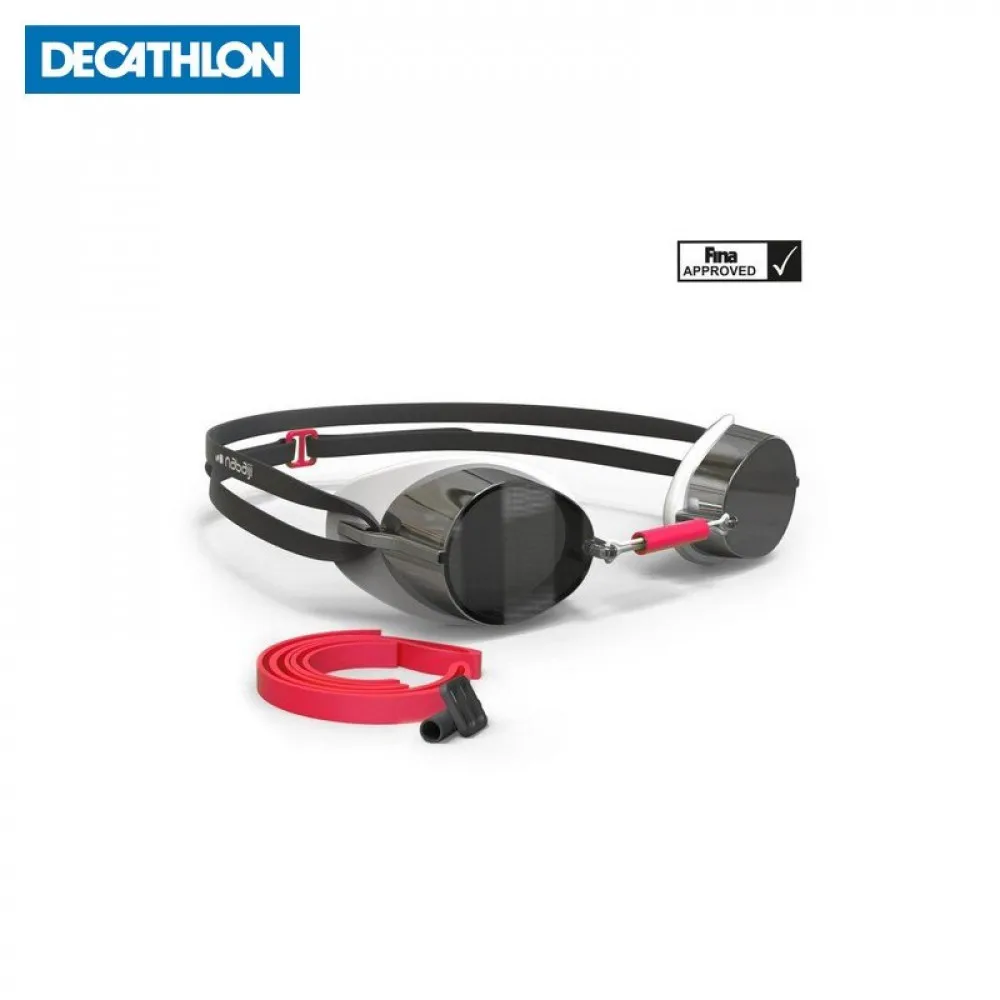 Очки шведки для плавания с зеркальными линзами бело красные 900 NABAIJI x Decathlon|Очки
