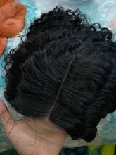 Peluca Frontal de onda profunda, pelucas de cabello humano con encaje Frontal, mojado y ondulado, transparente, rizado, brasileño